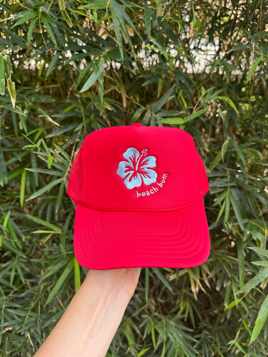 Beach Bum Trucker Hat - Red