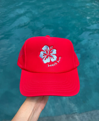 Beach Bum Trucker Hat - Red