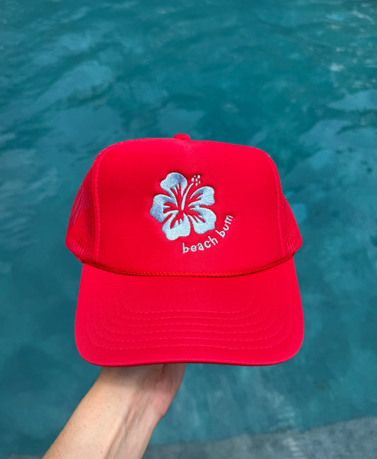 Beach Bum Trucker Hat - Red
