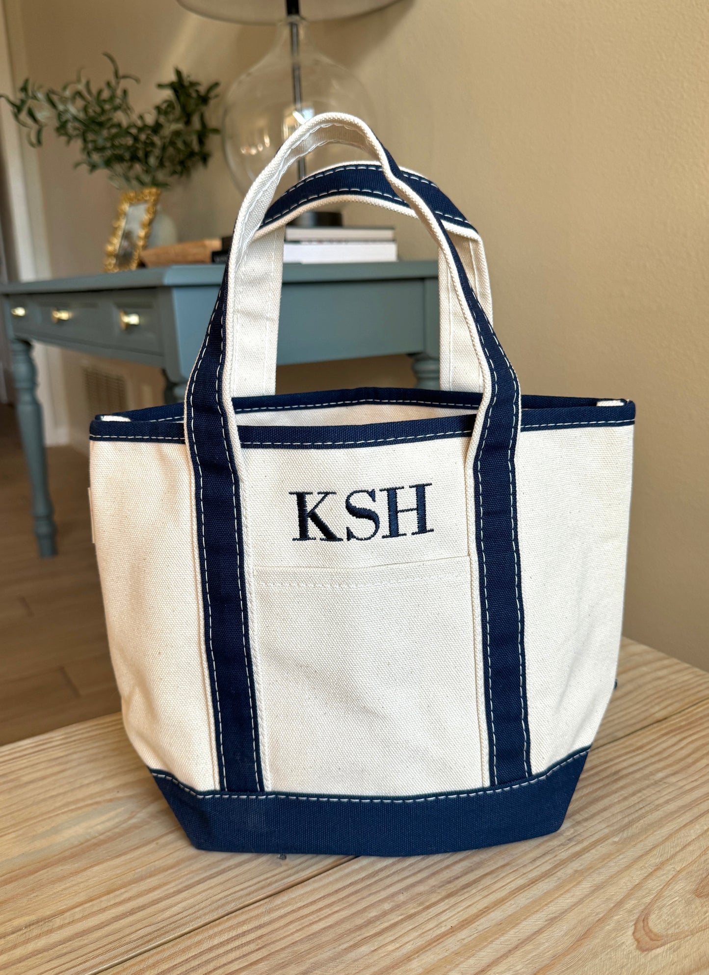 Custom Initial Mini Tote - Navy