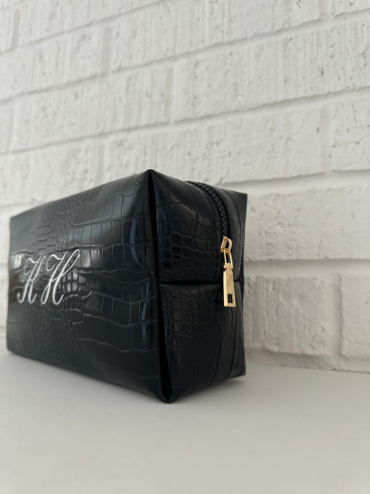 Black Initial Croc Pouch