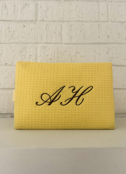 Custom Initial Waffle Pouch - Lemon