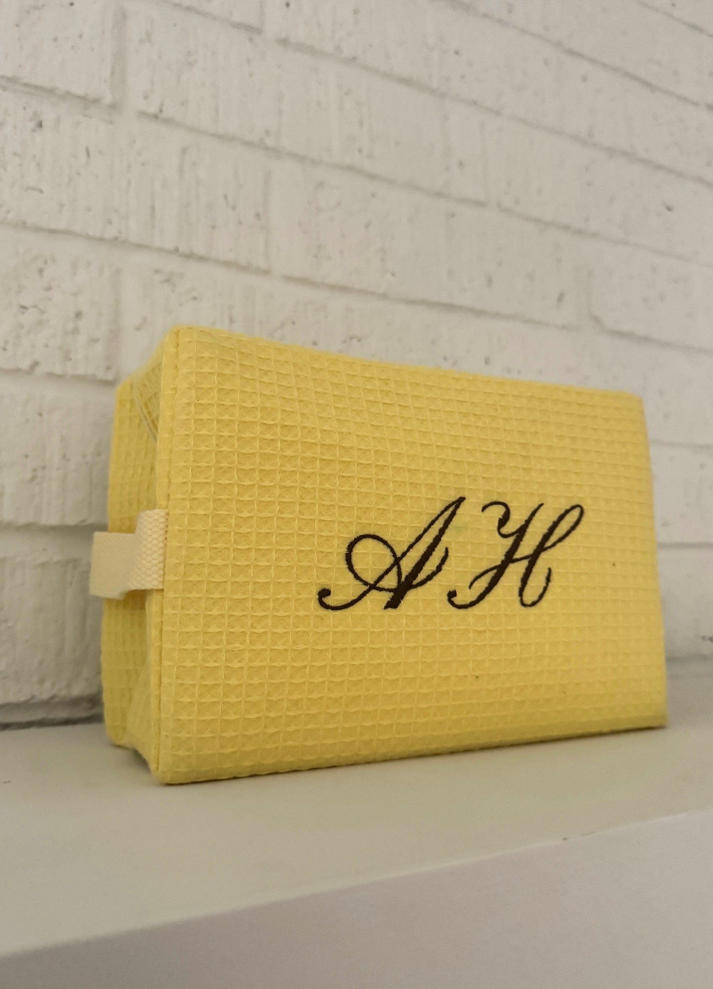 Custom Initial Waffle Pouch - Lemon
