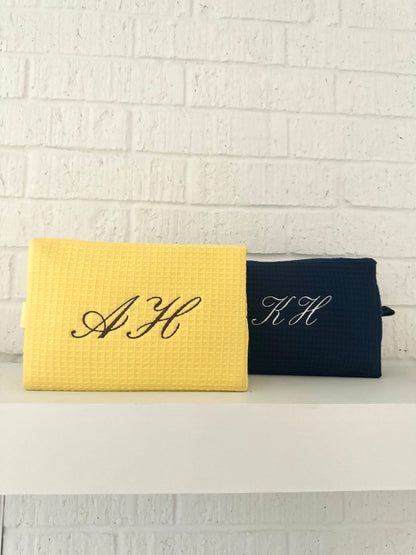 Custom Initial Waffle Pouch - Lemon