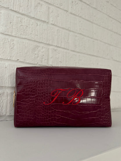 Red Script Croc Pouch