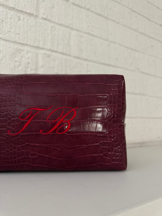 Red Script Croc Pouch