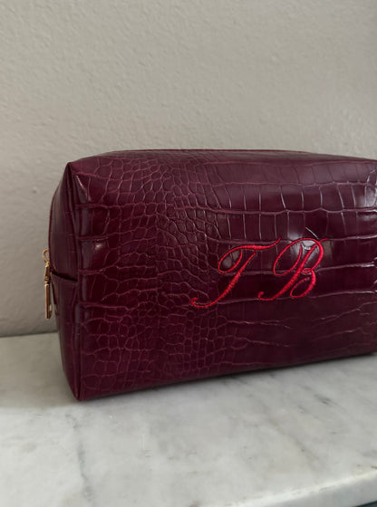 Red Script Croc Pouch