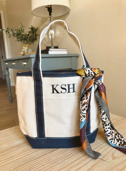 Custom Initial Mini Tote - Navy