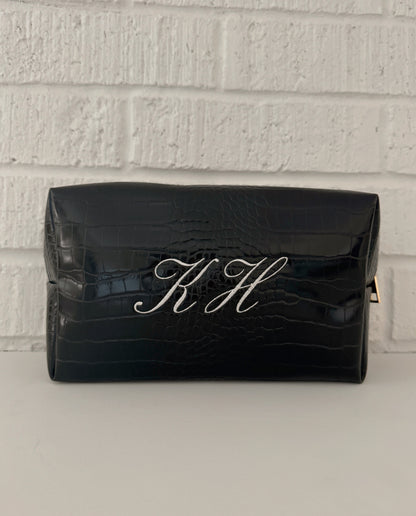 Black Initial Croc Pouch
